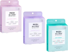 Load image into Gallery viewer, VOESH Pedi in a Box O2 Fizz 5 Step - Trio, Mint Mimosa, Lavender Vanilla, Raspberry Sorbet
