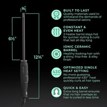 Load image into Gallery viewer, Professional Series Ultra-Thin Curling Wand 3/8 Inch Iron by MINT | Extra-Long 2-Heater Ceramic Barrel That Stays Hot. Hair Curler/Wave Former. Travel-Ready Dual Voltage.