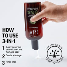 Load image into Gallery viewer, AMERICAN CREW 3-IN-1 TEA TREE SHAMPOO, CONDITIONER & BODY WASH FOR MEN 33.8OZ/1L
