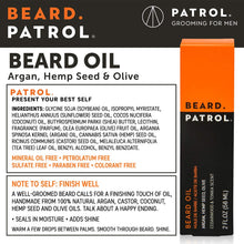 Load image into Gallery viewer, Beard Patrol Beard Oil - Softens, Smooths & Strengthens Beard Growth - 57ml / 2fl oz