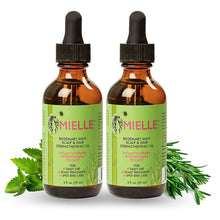 Charger l'image dans la galerie, Huile fortifiante pour cuir chevelu et cheveux au romarin et à la menthe Mielle Organics - Lot de 2
