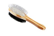Charger l'image dans la galerie, Bass Brushes | Brosse double face pour animaux | Poils naturels et tige en alliage | Manche en bambou | Ovale | Finition rayée | Modèle A22-SB