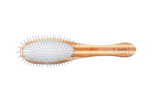 Charger l'image dans la galerie, Bass Brushes | Brosse double face pour animaux | Poils naturels et tige en alliage | Manche en bambou | Ovale | Finition rayée | Modèle A22-SB