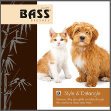 Load image into Gallery viewer, Bass Brushes Slicker Straight Wire Rake Pet Groomer Medium Bamboo Handle w/ Rubber Grips