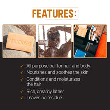 Load image into Gallery viewer, WOODY'S HAIR & BODY SHAMPOO BAR 227g