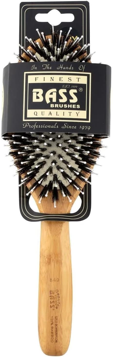 Brosse - Grand coussin ovale 100 % sanglier / poils en nylon blanc, bois biseauté Ha par Bass Brushes