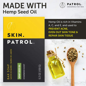 Savon au chanvre Skin Patrol - Pain de savon à l'huile de graines de chanvre - Sans sulfate, sans parabène