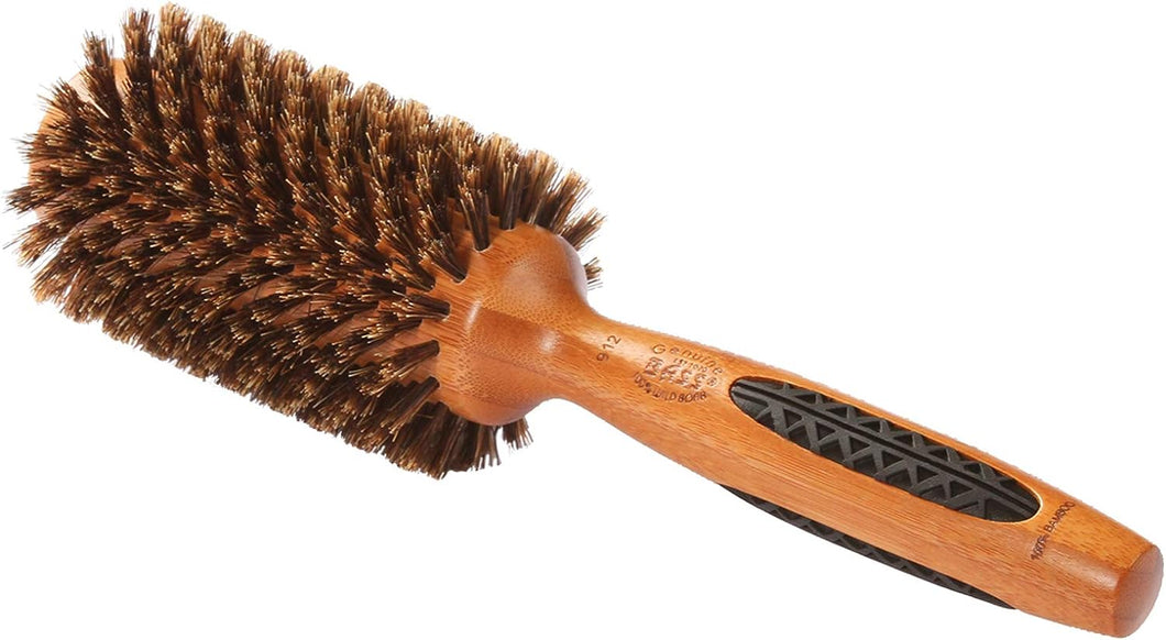 Brosse - Grande Ronde 100% Poils de Sanglier Cheveux Longs Styles Bois Clair Bass Bru par Bass Brushes