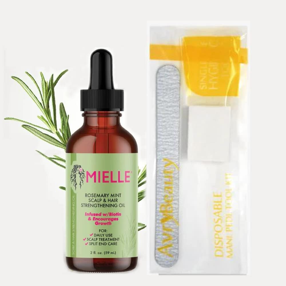Huile capillaire Mielle Romarin Menthe 2 oz et kit d'outils jetables Mani Pedi AvryBeauty en prime