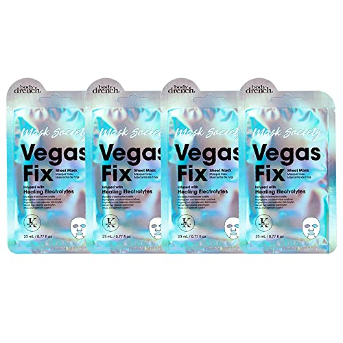 Body Drench Mask Society Vegas Fix Masque en tissu pour le visage avec électrolytes cicatrisants x 4 paquets