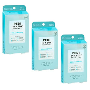 VOESH Pedi in a Box Deluxe 4-Step - Ocean Refresh Scent, 3 Pack