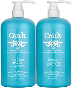 CRACK CLEAN &amp; SOAPER SHAMPOOING &amp; TRAITEMENT Revitalisant 33,8 OZ POMPE INCLUSE