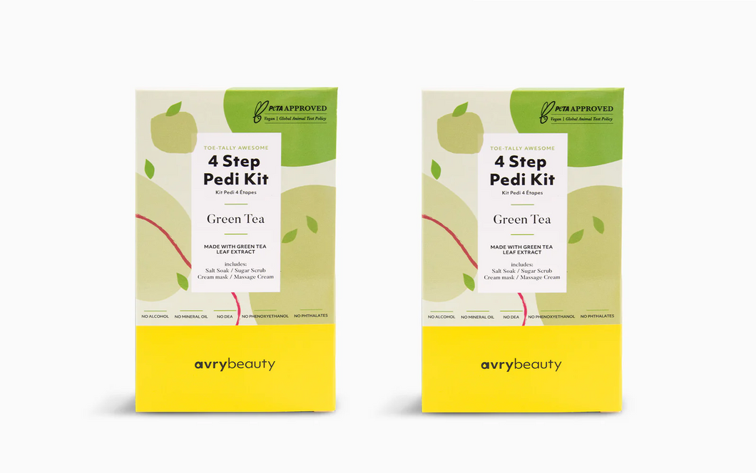 Kit pédicure AvryBeauty 4 étapes – Thé vert – Lot de 2