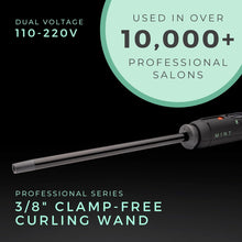 Load image into Gallery viewer, Professional Series Ultra-Thin Curling Wand 3/8 Inch Iron by MINT | Extra-Long 2-Heater Ceramic Barrel That Stays Hot. Hair Curler/Wave Former. Travel-Ready Dual Voltage.
