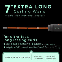 Load image into Gallery viewer, Professional Series Ultra-Thin Curling Wand 3/8 Inch Iron by MINT | Extra-Long 2-Heater Ceramic Barrel That Stays Hot. Hair Curler/Wave Former. Travel-Ready Dual Voltage.
