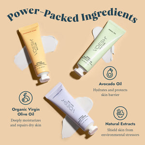Trio de crèmes corporelles végétaliennes VOESH (Tangerine Glow + Lavender Land + Green Tea)