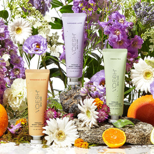 Trio de crèmes corporelles végétaliennes VOESH (Tangerine Glow + Lavender Land + Green Tea)