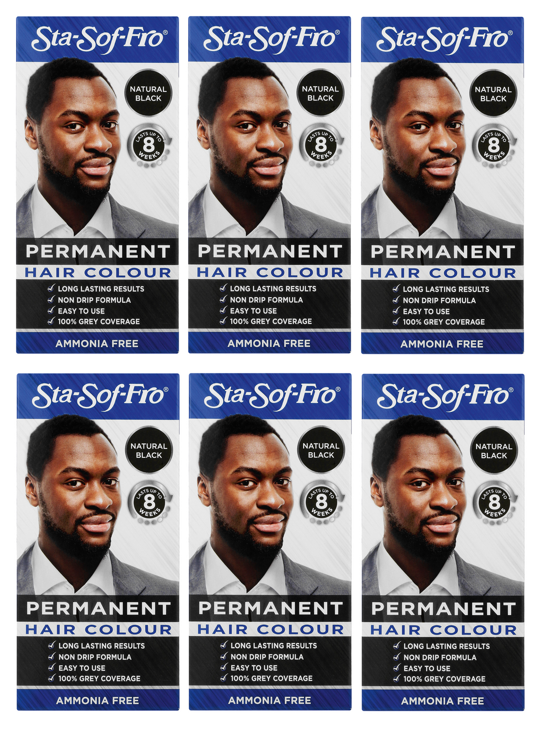 Sta Sof Fro Men Permanent Hair Colour Natural Black - 6 Pack
