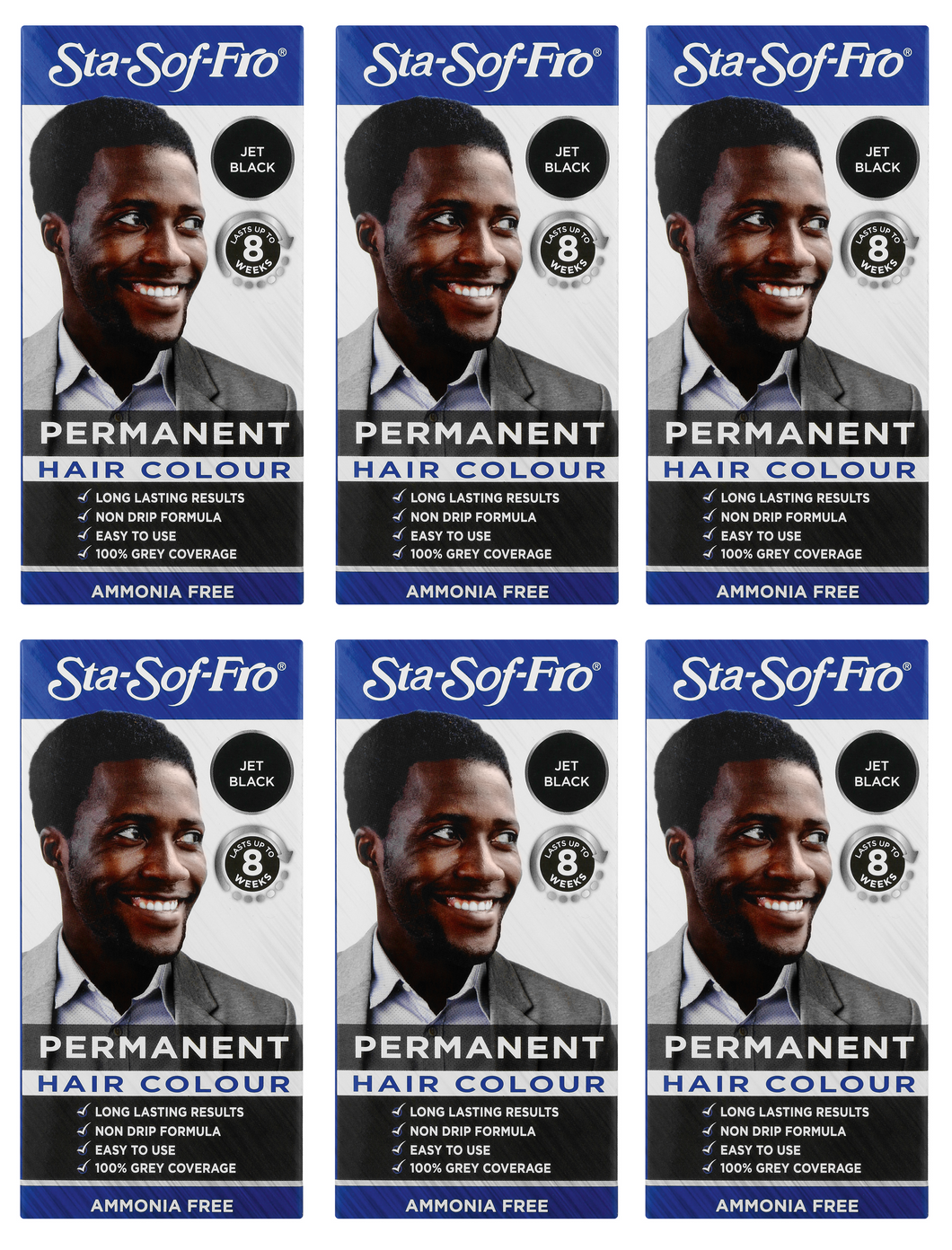 Sta Sof Fro Men Permanent Hair Colour Jet Black - 6 Pack