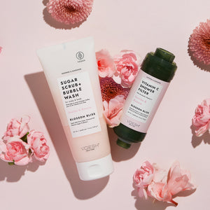 Voesh Shower Empower Duo, Shower Filter & Sugar Scrub, Blossom Bliss