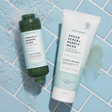 Load image into Gallery viewer, Voesh Shower Empower Duo, Shower Filter &amp; Sugar Scrub, Clean Ocean
