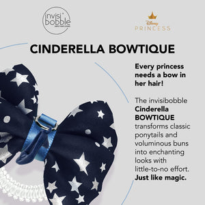 invisibobble Bowtique – Spiral Hair Ring with Bow – Disney Princess Cinderella - Strong Elastic Grip Coil Accessories for Women - Gentle for Girls Teens and Thick Hair