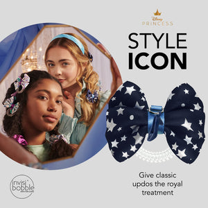 invisibobble Bowtique – Spiral Hair Ring with Bow – Disney Princess Cinderella - Strong Elastic Grip Coil Accessories for Women - Gentle for Girls Teens and Thick Hair