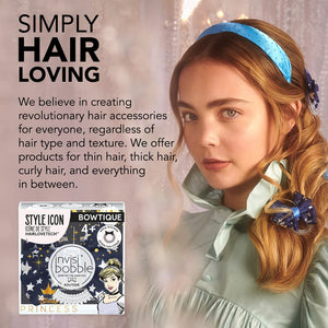 invisibobble Bowtique – Spiral Hair Ring with Bow – Disney Princess Cinderella - Strong Elastic Grip Coil Accessories for Women - Gentle for Girls Teens and Thick Hair