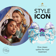Load image into Gallery viewer, invisibobble Bowtique – Spiral Hair Ring with Bow – Disney Princess Ariel - Strong Elastic Grip Coil Accessories for Women - Gentle for Girls Teens and Thick Hair
