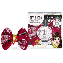 Load image into Gallery viewer, invisibobble Bowtique – Spiral Hair Ring with Bow – Disney Princess Belle - Strong Elastic Grip Coil Accessories for Women - Gentle for Girls Teens and Thick Hair
