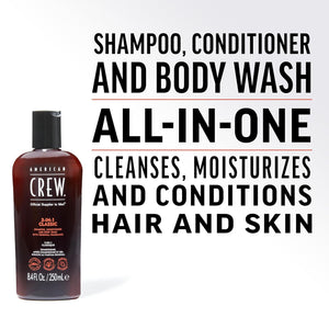 AMERICAN CREW 3-in-1 Shampoo, Conditioner, and Body Wash 8.4OZ/250ML