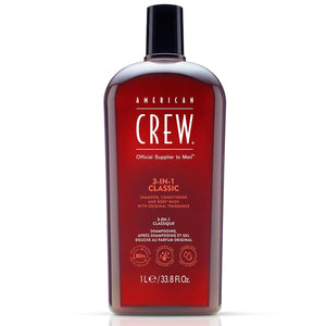 AMERICAN CREW 3-in-1 Shampoo, Conditioner, and Body Wash 33.8OZ/1L