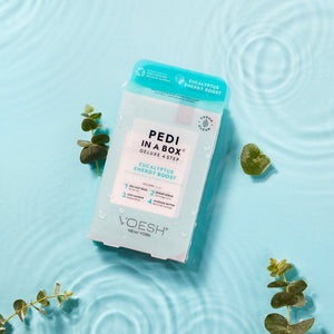 VOESH Pedi in a Box Deluxe 4-Step - Eucalyptus Energy Boost Scent, 3 Pack