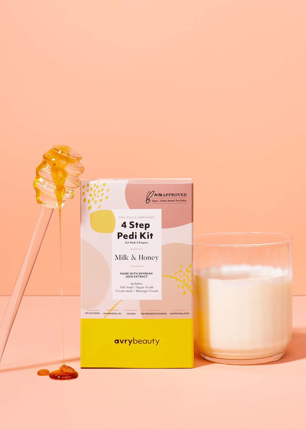 Kit pédicure AvryBeauty en 4 étapes - Lait et miel