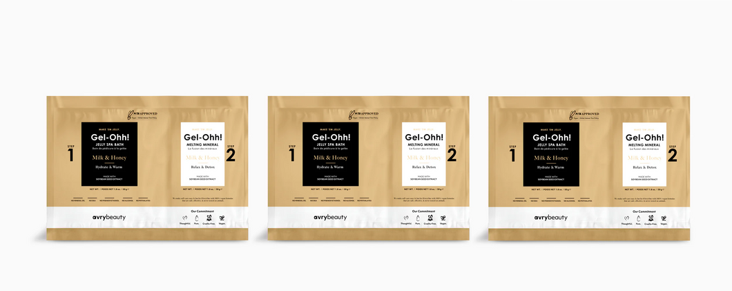 Gel-Ohh Jelly Spa AvryBeauty (lait et miel) - Pack de 3