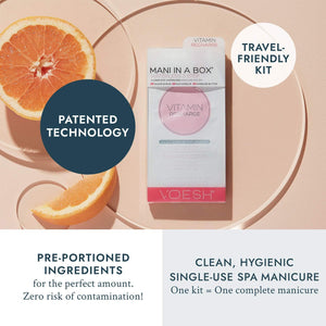 Coffret manucure VOESH Mani in a Box 3 étapes sans eau - Coffret manucure VOESH - Kit manucure professionnel - Kit manucure femme - Fournitures manucure - Manucure à faire soi-même - Kit manucure salon - Kit manucure spa (Recharge vitamines)