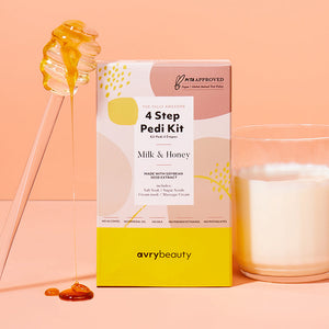 Kit pédicure AvryBeauty 4 étapes - Lait et miel - Lot de 2