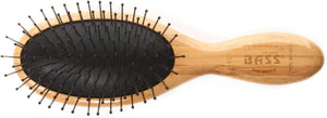 Brosse à cheveux Bass Brushes pour coiffer et démêler | Tige en alliage 100 % premium | Manche en bambou pur | Petite brosse ovale | Finition foncée | Modèle 801 - DB