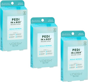 VOESH Pedi in a Box Deluxe 4-Step - Ocean Refresh Scent, 3 Pack