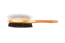 Charger l&#39;image dans la galerie, Bass Brushes | Brosse double face pour animaux | Poils naturels et tige en alliage | Manche en bambou | Ovale | Finition rayée | Modèle A22-SB
