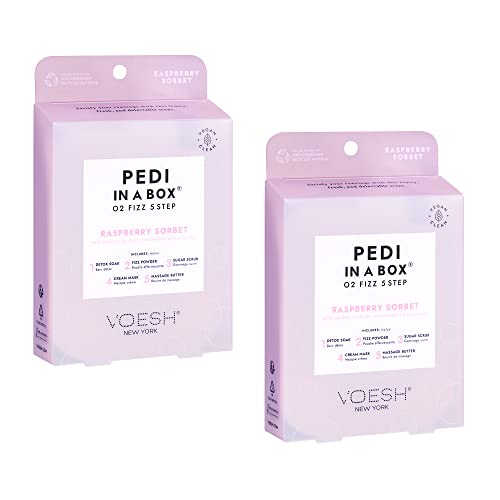 VOESH Pedi in a Box O2 Fizz 5 étapes - Sorbet framboise, paquet de 2