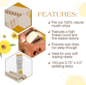 Bandes épilatoires en mousseline naturelle GiGi Petite, paquet de 100