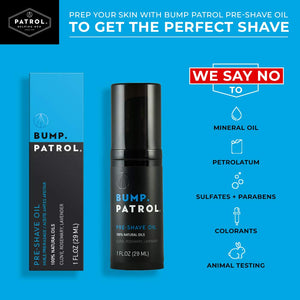 Bump Patrol Pre-Shave Oil for Men with Natural Essential Oils - Smooth Shave, Softer Skin - 1 Ounce