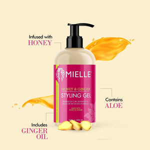 [MIELLE ORGANICS] GEL COIFFANT AU MIEL ET AU GINGEMBRE 13 OZ BOUCLES DÉFINIES HYDRATANT
