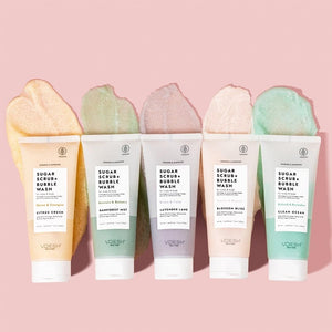 VOESH Sugar Scrub + Bubble Wash, Exfoliating Body Scrub & Body Wash, Rainforest Mist