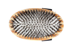 Bass Brushes | Brosse pour animaux de compagnie brillance et soin | Poils 100 % naturels + picots en nylon | Manche en bambou pur | Style paume | Finition rayée | Modèle A7-SB