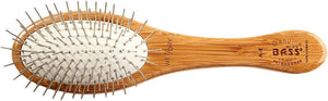 Bass Brushes Wire Pet Groomer Small Oval Bamboo Handle
