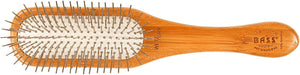 Brosses à fil Bass pour toilettage d'animaux de compagnie, manche rectangulaire moyen en bambou