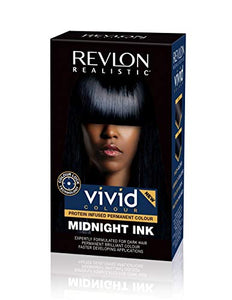 Revlon Realistic Vivid Colour Protein Infused Permanent Color Hair Dye with Color Lock Technology, Midnight Ink 110ml