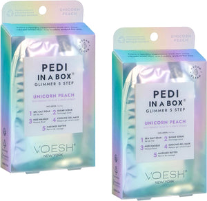 VOESH Pedi in a Box Glimmer - Pêche Licorne, paquet de 2